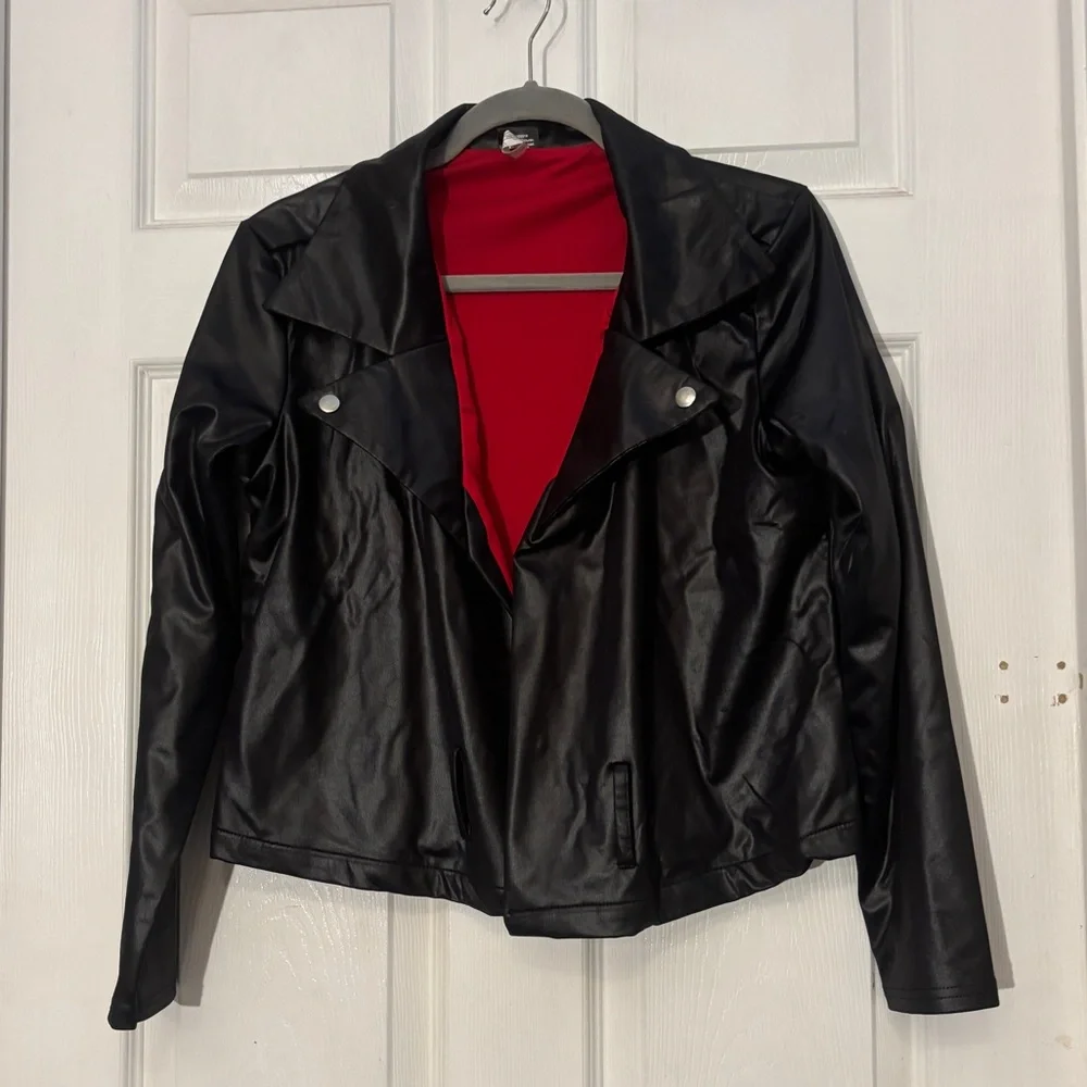 Grease T Birds Costume Jacket Black Faux Leather 50s